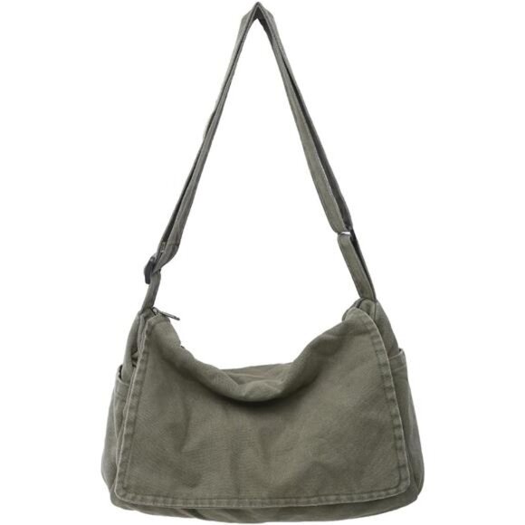 Canvas Messenger Bag for Men Women Laptop Crossbody Satchel Shoulder Bag - Picture 1 of 7